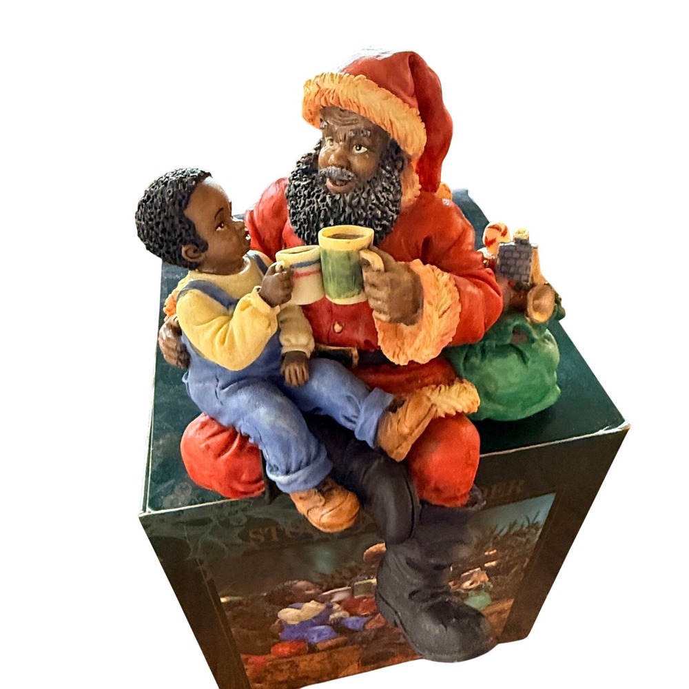 Vintage Sears Collectables Black Santa Stocking Holder Hand Painted Red 7.5in